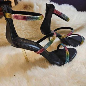 Chase + Chloe Elle Rainbow Rhinestone Strap Sandal size 8.5